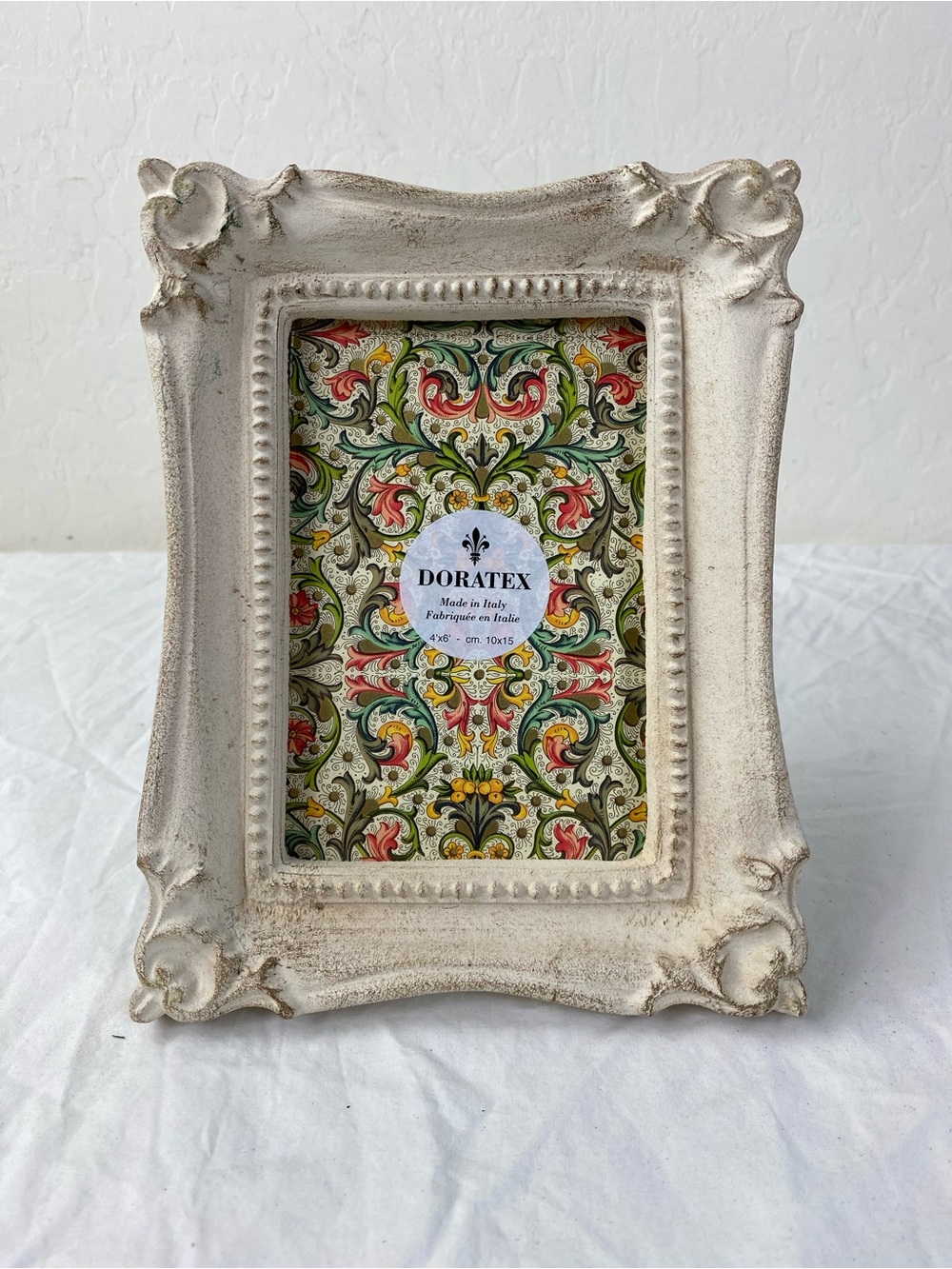 Vintage Italian Florentine wood Photo Frame MC Ivory 4x6 Picture Tabletop